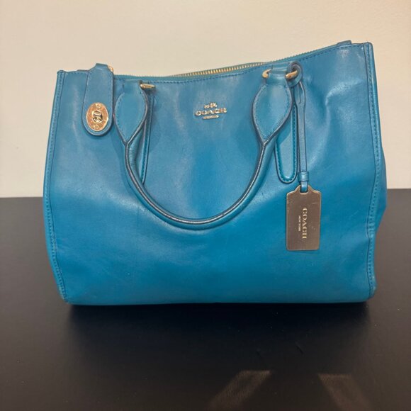 Coach Crosby Carryall Turquoise Leather Handbag - Picture 13 of 13
